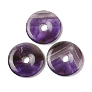 Natural Amethyst Pendants, Donut/Pi Disc Charms, 39~40x6mm, Hole: 6mm(G-F524-H14)