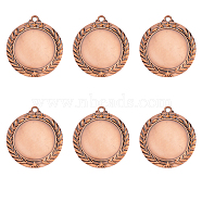 6Pcs Alloy Pendant Cabochons Settings, Blank Medal Award Trophy Insert Holder, Red Copper, Tray: 43.5mm, 66.5x60x2.5mm, Hole: 4.5mm(FIND-FG0002-36R)