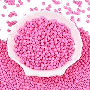 Opaque Baking Painted Glass Beads, Round, Hot Pink, 4~4.5x3.5~4mm, Hole: 0.9~1mm, about 4500pcs/pound(DGLA-T004-03K)