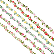 Elite 6 Yards 6 Colors Polyester Lace Trim, Flower Pattern, Mixed Color, 3/4 inch(20mm), about 1.00 Yard(0.91m)/color(OCOR-PH0001-61)