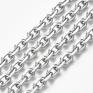 Unwelded Iron Cable Chains, Diamond Cut Chains, with Spool, Platinum, 8.8x6.2x1.7mm, about 32.8 Feet(10m)/roll(CH-S125-20B-02)