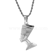 Stainless Steel Pendant Necklaces, Women Shape, Stainless Steel Color, 17.72 inch(45cm)(TD1825-2)