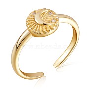 925 Sterling Silver Sun with Moon Open Cuff Ring for Women, Golden, US Size 5 1/4(15.9mm)(JR881A)