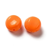 Opaque Acrylic Beads, Flat Round, Orange, 9.5~10x12mm, Hole: 1.8mm, about 1110pcs/500g(OACR-L013-003C)
