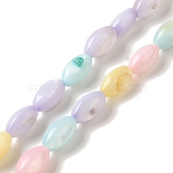 Rainbow Color Dyed Natural Freshwater Shell Beads Strands, Mixed Color, Rice, 7x4mm, Hole: 0.5mm, about 58pcs/strand, 14.57 inch(37cm)(SHEL-G018-02H)