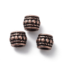 Tibetan Style Alloy Beads, Cadmium Free & Lead Free, Column, Red Copper, 8x6.5mm, Hole: 4mm, about 1000pcs/1000g(FIND-Q094-37R)