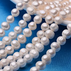 Potato Natural Cultured Freshwater Pearl Beads Strands, Beige, 8~9mm, Hole: 0.8mm, about 44~54pcs/strand, 13.5 inch~15.7 inch(PEAR-E007-8-9mm-A-01)