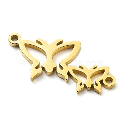 304 Stainless Steel Connector Charms, Butterfly Links, Golden, 10x20.5x1mm, Hole: 1.2mm(STAS-D036-03B-G)