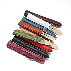 Leather Watch Bands, with 304 Stainless Steel Clasps, Mixed Color, 98~120x18x4~5mm(WACH-F017-09)