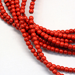 Synthetic Turquoise Bead Strands, Round, Dyed, Red, 6x5.5~6mm, Hole: 1.5mm, about 62~68pcs/strand, 14.9 inch~15.7 inch(X-TURQ-S284-6mm-A01)