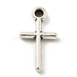 Tibetan Style Alloy Pendants, Cross, Antique Silver, 12.5x7x2mm, Hole: 1mm, 2083pcs/500g(PALLOY-P293-161)