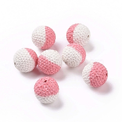 Polymer Clay Rhinestone Beads, Pave Disco Ball Beads, Round, Pink, 16mm, Hole: 1.6mm(RB-L029-05F)