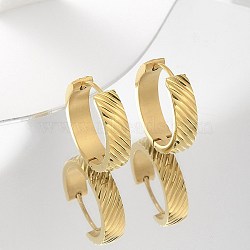 304 Stainless Steel Hoop Earrings for Women, with 316 Surgical Stainless Steel Ear Pins, Ion Plating(IP), Textured Ring, Golden, 20x5mm(EJEW-C096-63G)