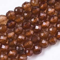 Natural Orange Garnet Beads Strands, Faceted, Round, 3mm, Hole: 0.7mm, about 110pcs/strand, 15.16 inch(38.5cm)(G-R462-029B)