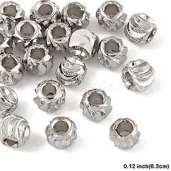 20Pcs Brass Spacer Beads, Long-Lasting Plated, Corrugated Round, Platinum, 3x2mm, Hole: 1.2mm(KK-YW0003-18A-P)