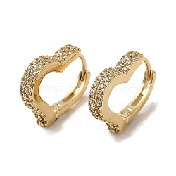 Brass Micro Pave Cubic Zirconia Hoop Earring, Light Gold, 13.5x3mm(EJEW-L271-21KCG-04)