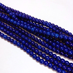 Synthetic Turquoise Beads Strands, Dyed, Round, Medium Blue, 4mm, Hole: 1mm, about 110pcs/strand, 15.6 inch(TURQ-G106-4mm-02N)
