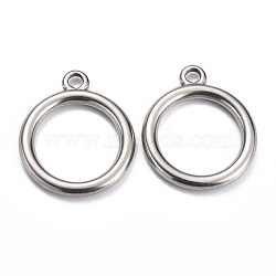 304 Stainless Steel Toggle Clasps Parts, Ring, Stainless Steel Color, 30x25.5x3mm, Hole: 3.4mm(X-STAS-H140-15P)