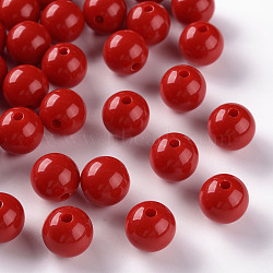 Opaque Acrylic Beads, Round, FireBrick, 12x11mm, Hole: 1.8mm, about 566pcs/500g(MACR-S370-C12mm-A14)
