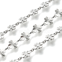 304 Stainless Steel Flower Link Chains, Unwelded, Stainless Steel Color, 9x6x0.5mm(CHS-A016-68P-A)