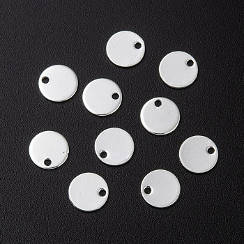 304 Stainless Steel Charms, Stamping Blank Tag, Flat Round, Silver, 12x1mm, Hole: 1.2mm