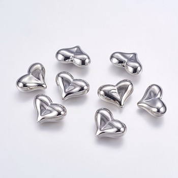 CCB Plastic Beads, Heart, Platinum, 21x29x11mm, Hole: 1~2mm