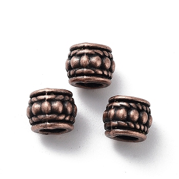 Tibetan Style Alloy Beads, Cadmium Free & Lead Free, Column, Red Copper, 8x6.5mm, Hole: 4mm