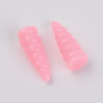 Resin Cabochons, DIY Accessories, Horn, Pearl Pink, 25.5x10x9mm