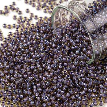 TOHO Round Seed Beads, Japanese Seed Beads, (926) Inside Color Light Topaz/Opaque Lavender Lined, 11/0, 2.2mm, Hole: 0.8mm, about 1110pcs/10g