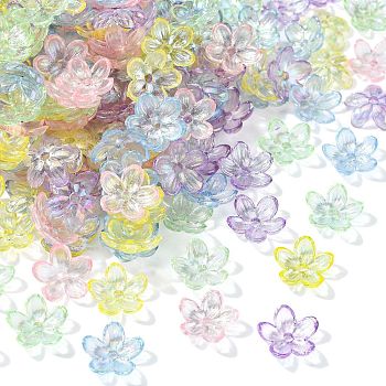 300Pcs Transparent Acrylic Beads, AB Color, Flower, Mixed Color, 11.5x3mm, Hole: 1.8mm