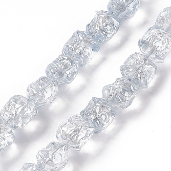 Pearl Luster Plated Electroplate Glass Beads, Dancing Lion, Light Steel Blue, 11.5~12x11.5x9.5mm, Hole: 1.2mm, about 55pcs/strand, 24.02''(61cm)