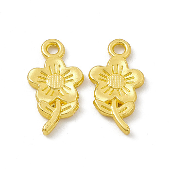 Rack Plating Alloy Pendants, Cadmium Free & Lead Free & Nickle Free, Flower Charms, Matte Gold Color, 21x11x2mm, Hole: 2mm