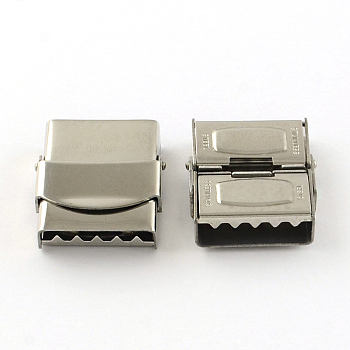 Smooth Surface 201 Stainless Steel Watch Band Clasps, Stainless Steel Color, 25x21x8mm, Hole: 18x4mm