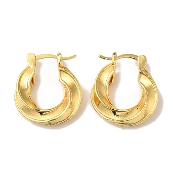 Rack Plating Brass Hoop Earrings, Cadmium Free & Lead Free, Long-Lasting Plated, Twist, Real 18K Gold Plated, 22.5x20mm