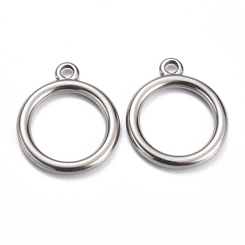304 Stainless Steel Toggle Clasps Parts, Ring, Stainless Steel Color, 30x25.5x3mm, Hole: 3.4mm