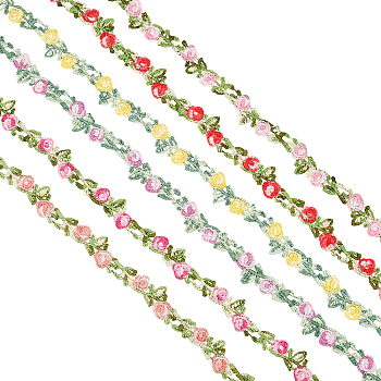 Elite 6 Yards 6 Colors Polyester Lace Trim, Flower Pattern, Mixed Color, 3/4 inch(20mm), about 1.00 Yard(0.91m)/color