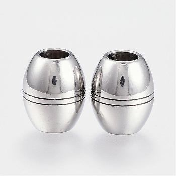 304 Stainless Steel Beads, Large Hole Beads, Barrel, Stainless Steel Color, 15x12mm, Hole: 5.5mm