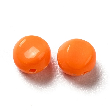 Opaque Acrylic Beads, Flat Round, Orange, 9.5~10x12mm, Hole: 1.8mm, about 1110pcs/500g