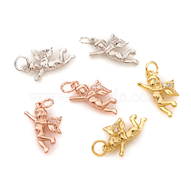Mixed Color Clear Angel & Fairy Brass+Cubic Zirconia Charms