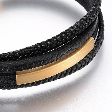 Braided Microfiber PU Leather Cord Multi-strand Bracelets(BJEW-K206-H-01G)-2
