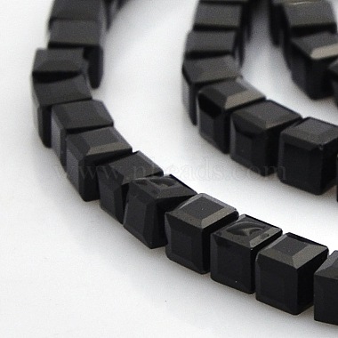 4mm Black Cube Glass Beads