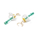 Shell Pearl & Glass Braided Flower with Long Tassel Dangle Leverback Earrings(EJEW-TA00122)-5