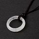 Natural Quartz Crystal Ring Pendant Necklace with Nylon Cord for Women(NJEW-F306-02C)-1