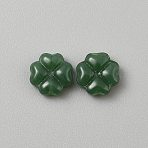 Imitation Jade Glass Beads, Clover, Dark Green, 10.5x10.5x4mm, Hole: 1mm(GLAA-WH0030-49A)