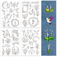 4 Sheets 11.6x8.2 Inch Stick and Stitch Embroidery Patterns, Non-woven Fabrics Water Soluble Embroidery Stabilizers, Hummingbird, 297x210mmm(DIY-WH0455-142)