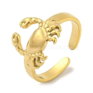 304 Stainless Steel Open Cuff Ring, Crab, Golden, US Size 7 1/2(17.7mm)(RJEW-C067-09G)