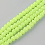 Baking Painted Imitation Jade Glass Round Bead Strands, Green Yellow, 10~10.5mm, Hole: 1.5mm, about 85pcs/strand, 31.4 inch(DGLA-Q021-10mm-08)