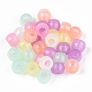 Transparent Luminous Acrylic Beads, Pony Beads, Glow in the Dark, Barrel, Mixed Color, 8x6mm, Hole: 3.8mm(OACR-N137-34)