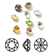 Faceted K9 Glass Rhinestone Cabochons, Pointed Back & Back Plated, Diamond, Mixed Color, 6x4mm(GGLA-R402-08C)