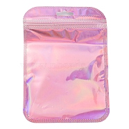 Plastic Glitter Holographic Packaging Yinyang Zip Lock Bags, Top Self Seal Pouches, Rectangle, Pink, 15x10.5x0.15cm, Unilateral Thickness: 2.5 Mil(0.065mm)(OPP-D003-04F)